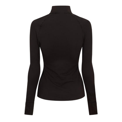 Black - Back - USA Womens-Ladies Plain Long-Sleeved Base Layer Top