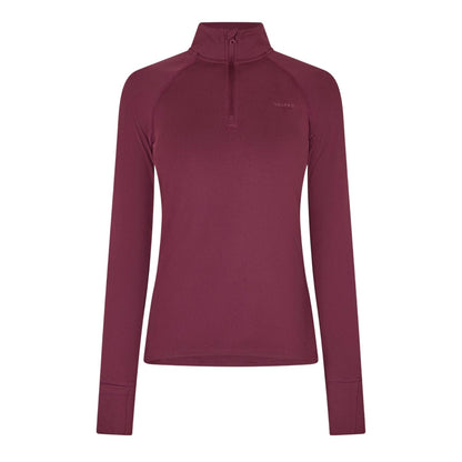 Dark Cherry - Front - USA Womens-Ladies Plain Long-Sleeved Base Layer Top