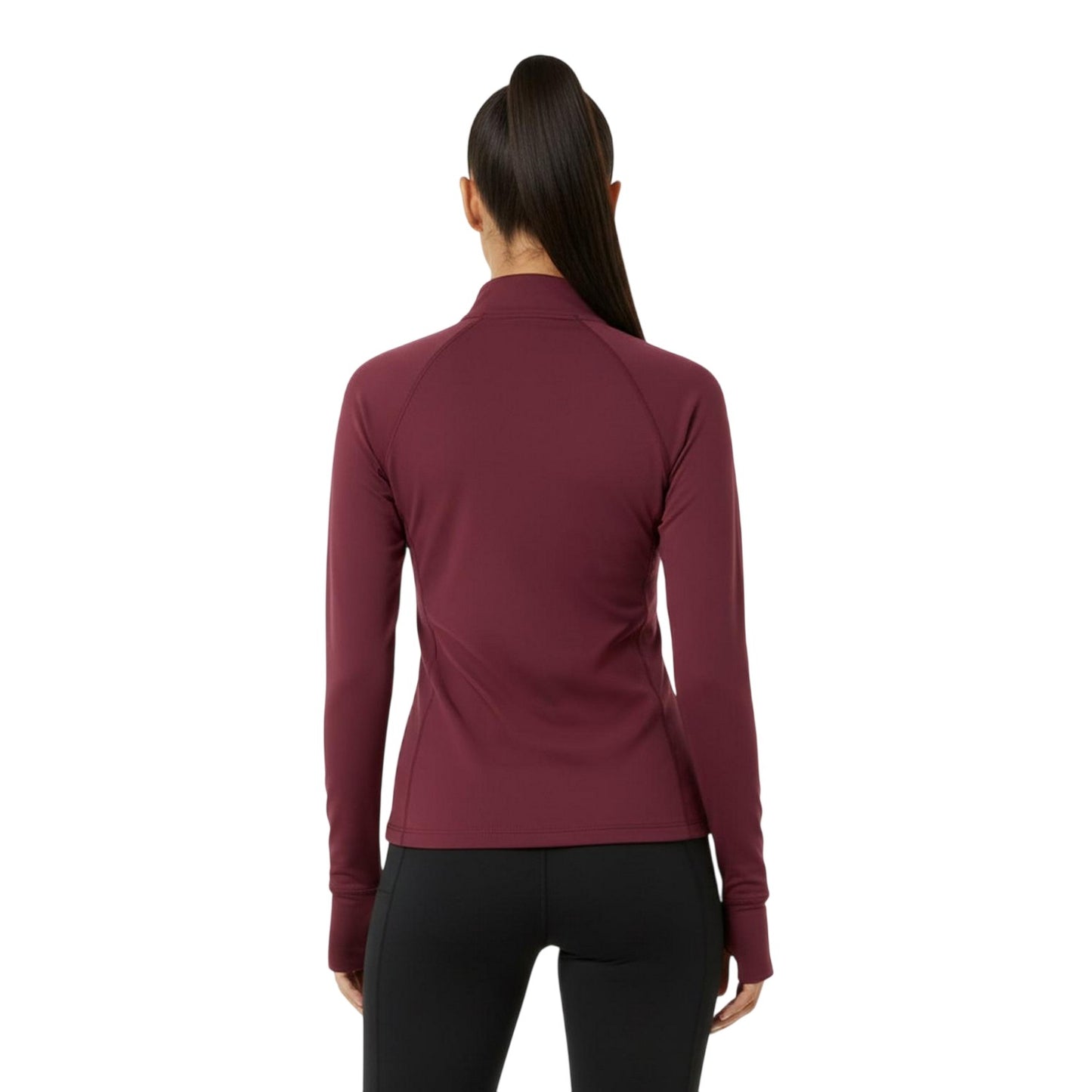 Dark Cherry - Side - USA Womens-Ladies Plain Long-Sleeved Base Layer Top