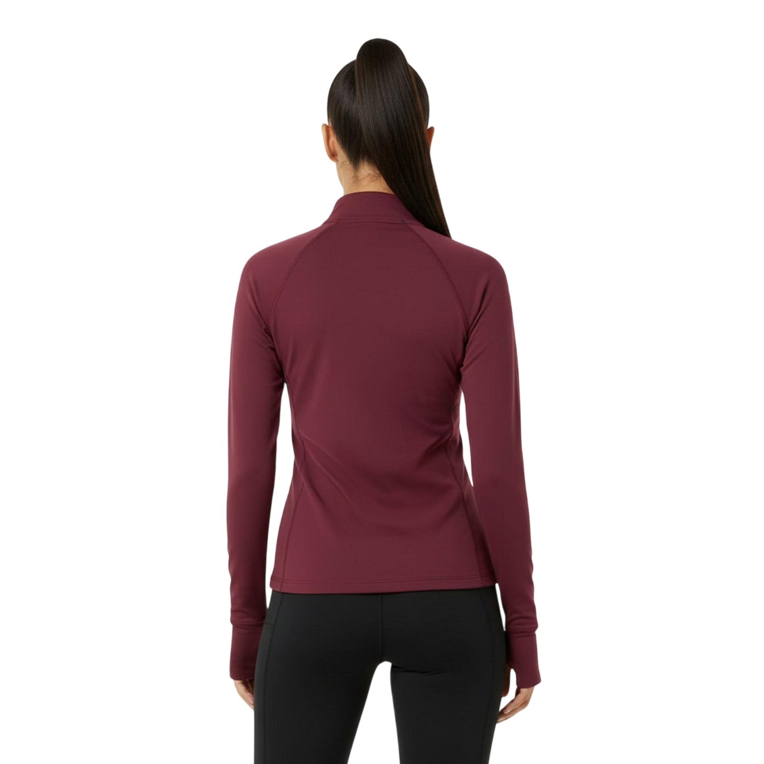 Dark Cherry - Side - USA Womens-Ladies Plain Long-Sleeved Base Layer Top