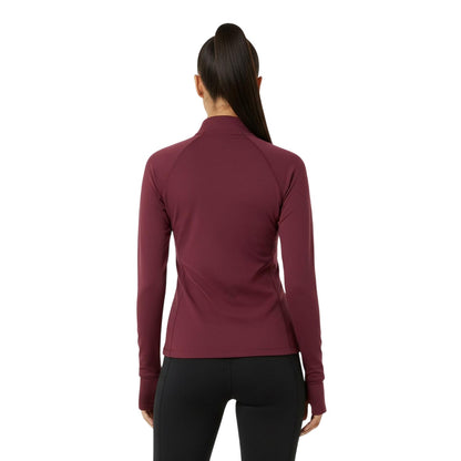 Dark Cherry - Side - USA Womens-Ladies Plain Long-Sleeved Base Layer Top