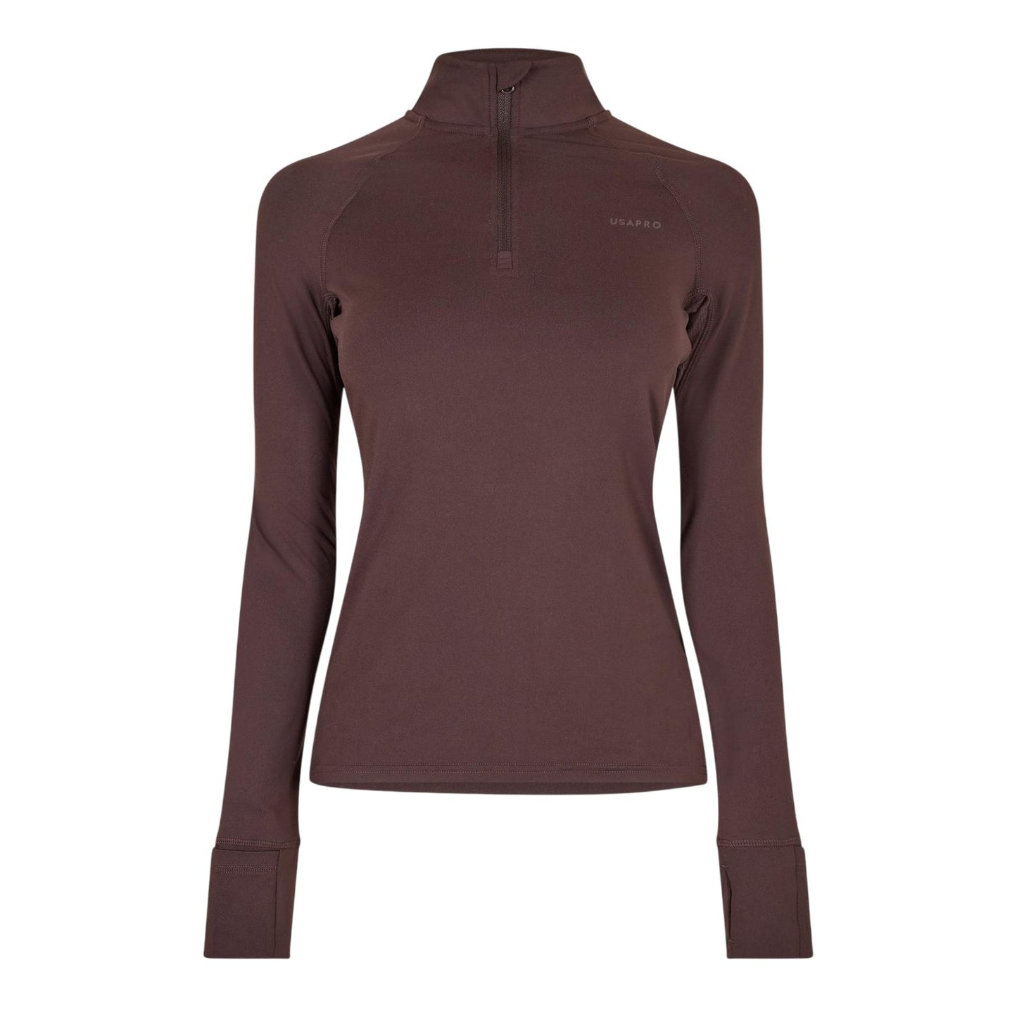 Espresso - Front - USA Womens-Ladies Plain Long-Sleeved Base Layer Top