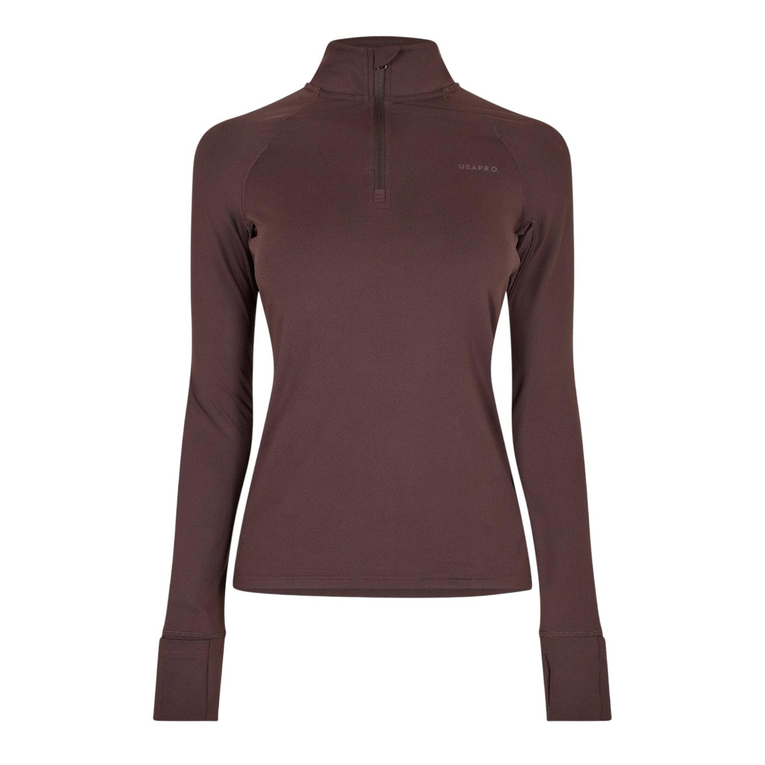 Espresso - Front - USA Womens-Ladies Plain Long-Sleeved Base Layer Top