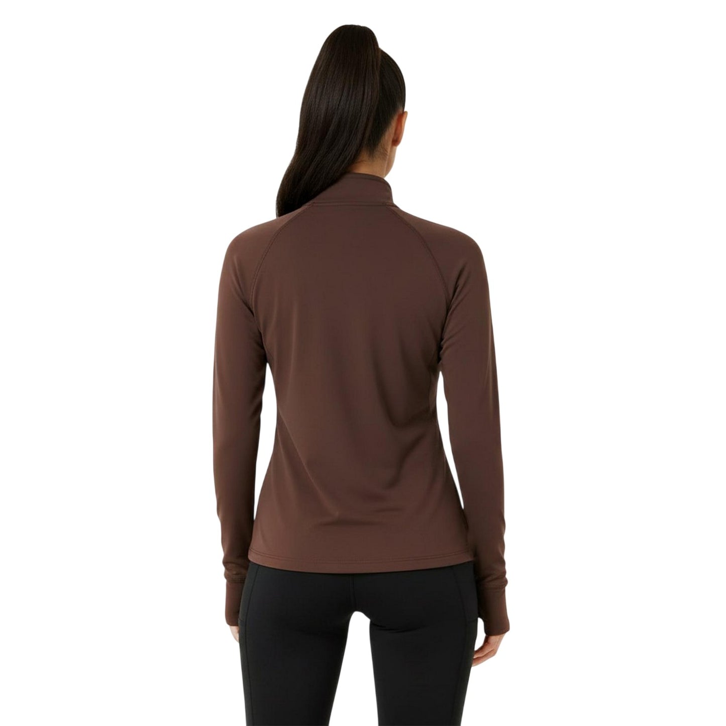 Espresso - Lifestyle - USA Womens-Ladies Plain Long-Sleeved Base Layer Top