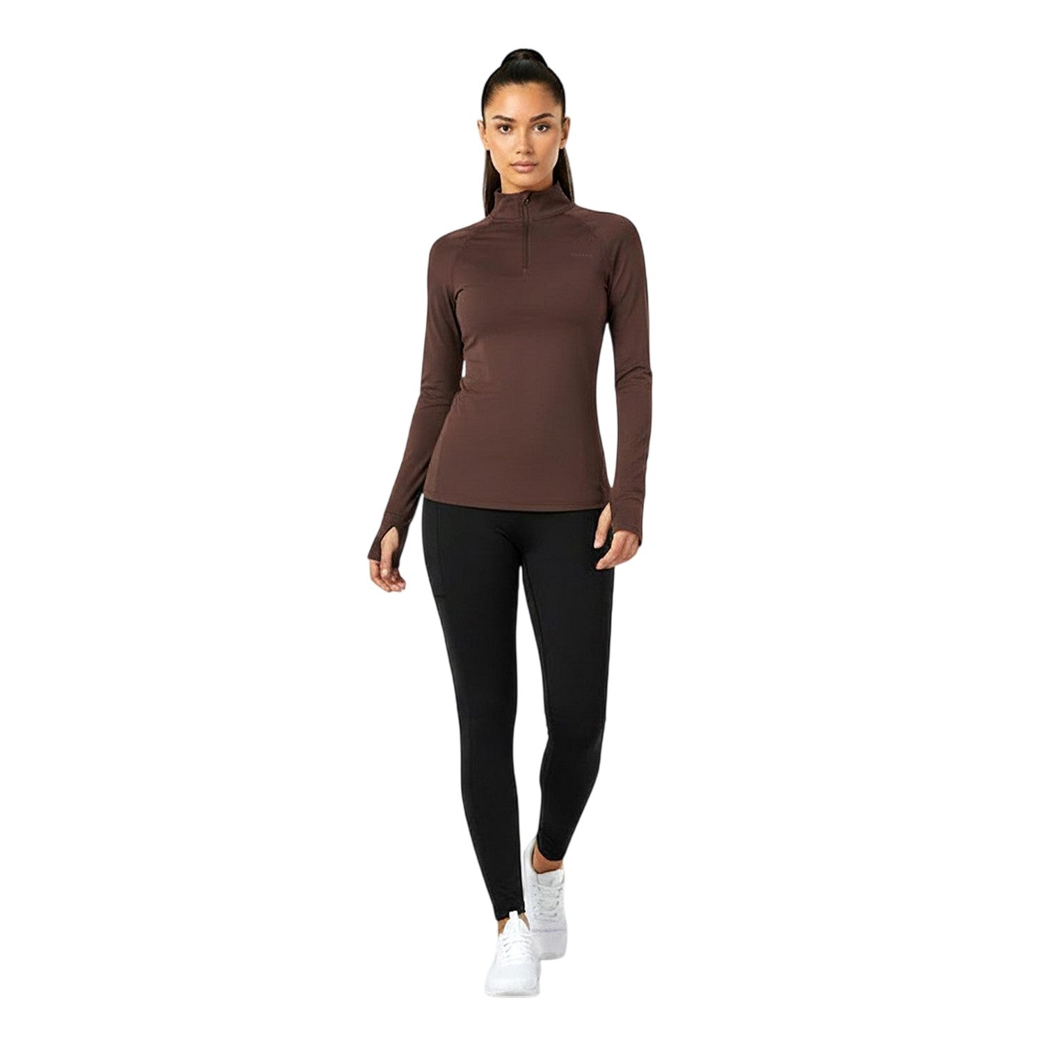 Espresso - Pack Shot - USA Womens-Ladies Plain Long-Sleeved Base Layer Top