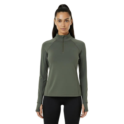 Khaki - Side - USA Womens-Ladies Plain Long-Sleeved Base Layer Top