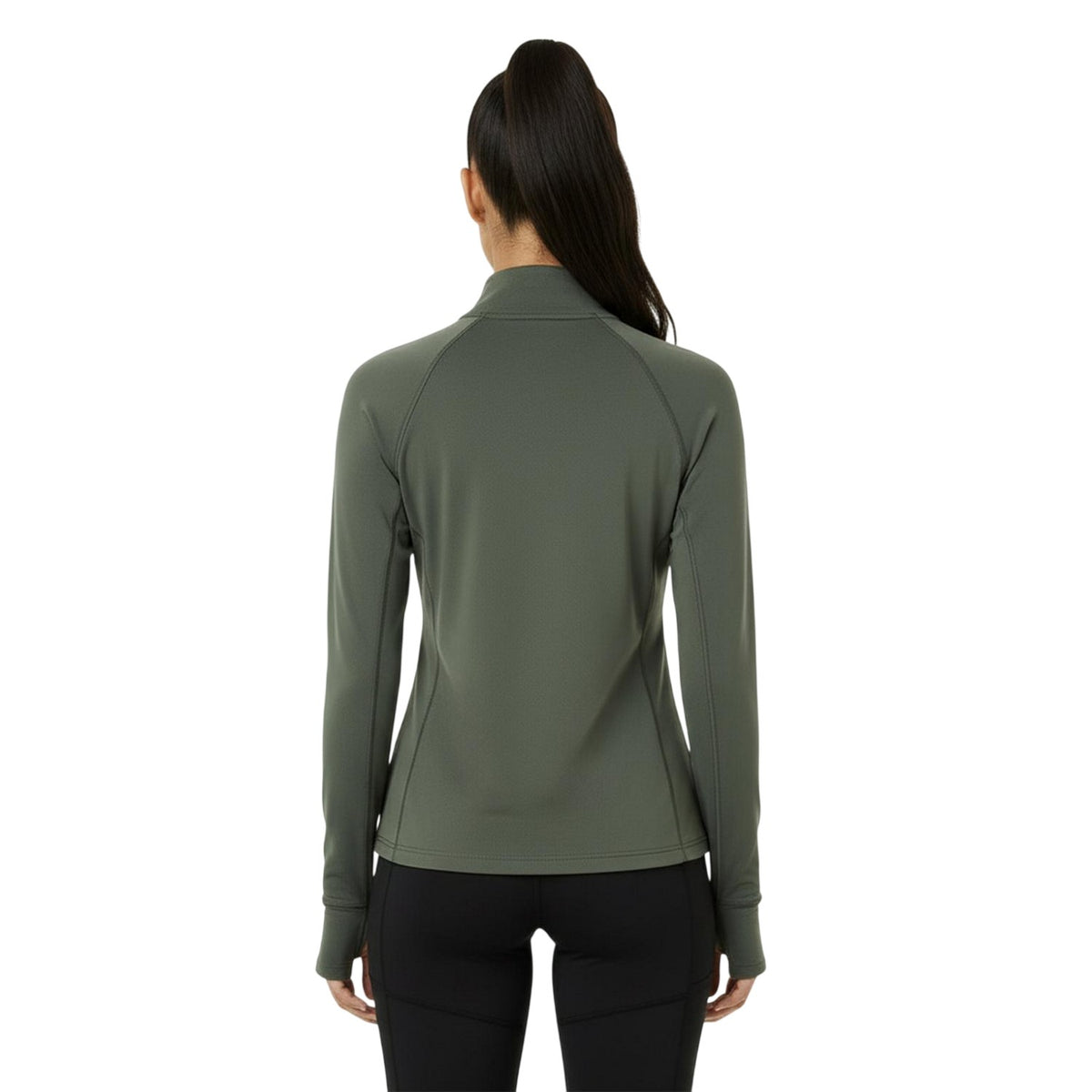 Khaki - Lifestyle - USA Womens-Ladies Plain Long-Sleeved Base Layer Top
