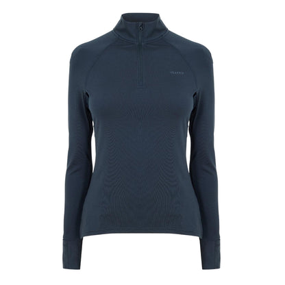 Navy - Front - USA Womens-Ladies Plain Long-Sleeved Base Layer Top