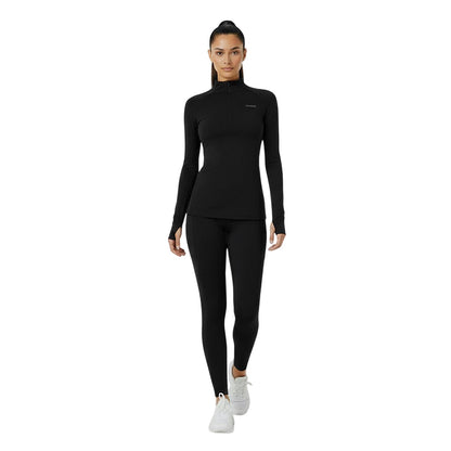 Black - Pack Shot - USA Womens-Ladies Plain Long-Sleeved Base Layer Top