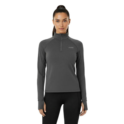 Charcoal - Side - USA Womens-Ladies Plain Long-Sleeved Base Layer Top