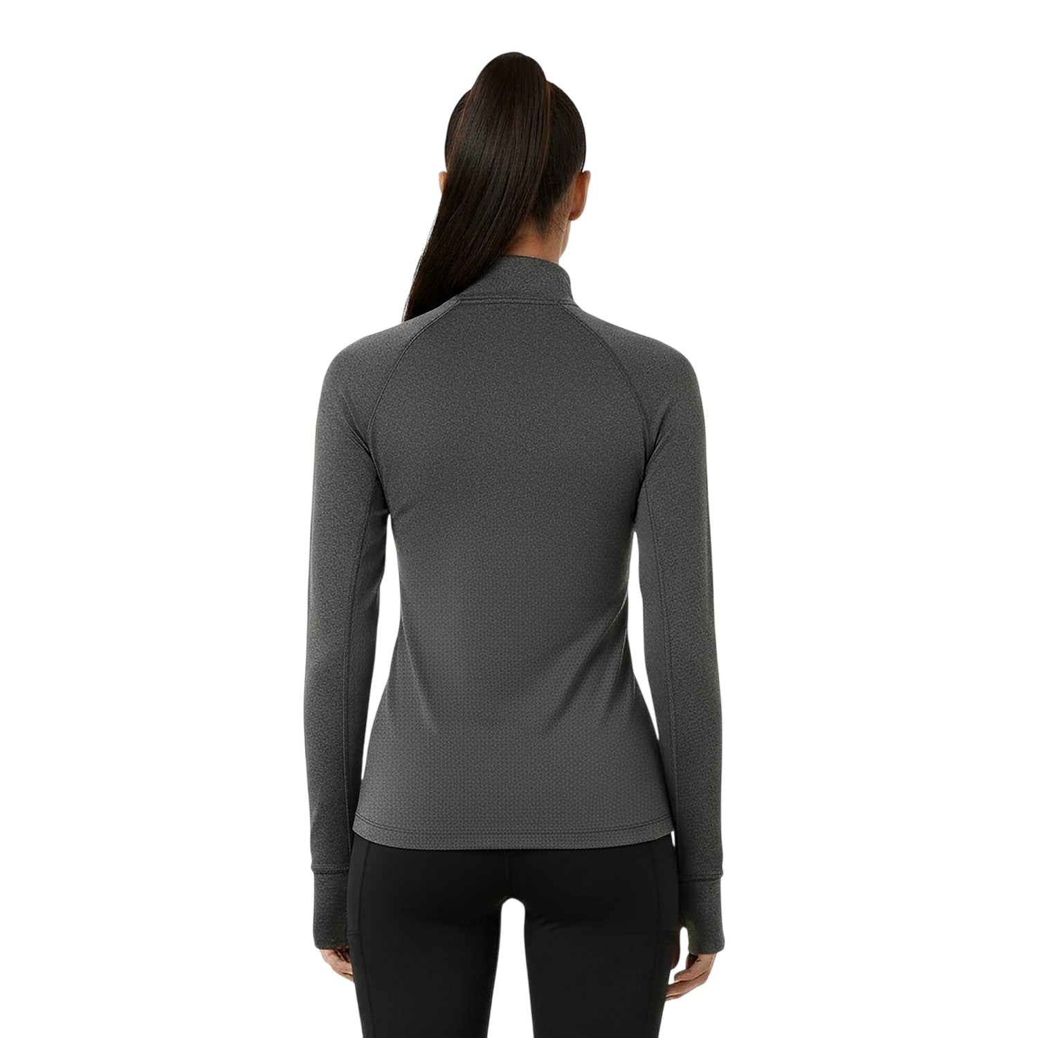 Charcoal - Lifestyle - USA Womens-Ladies Plain Long-Sleeved Base Layer Top
