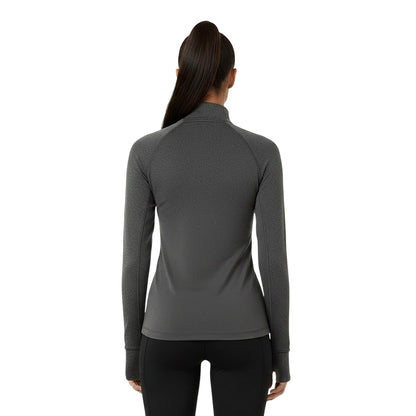 Charcoal - Lifestyle - USA Womens-Ladies Plain Long-Sleeved Base Layer Top