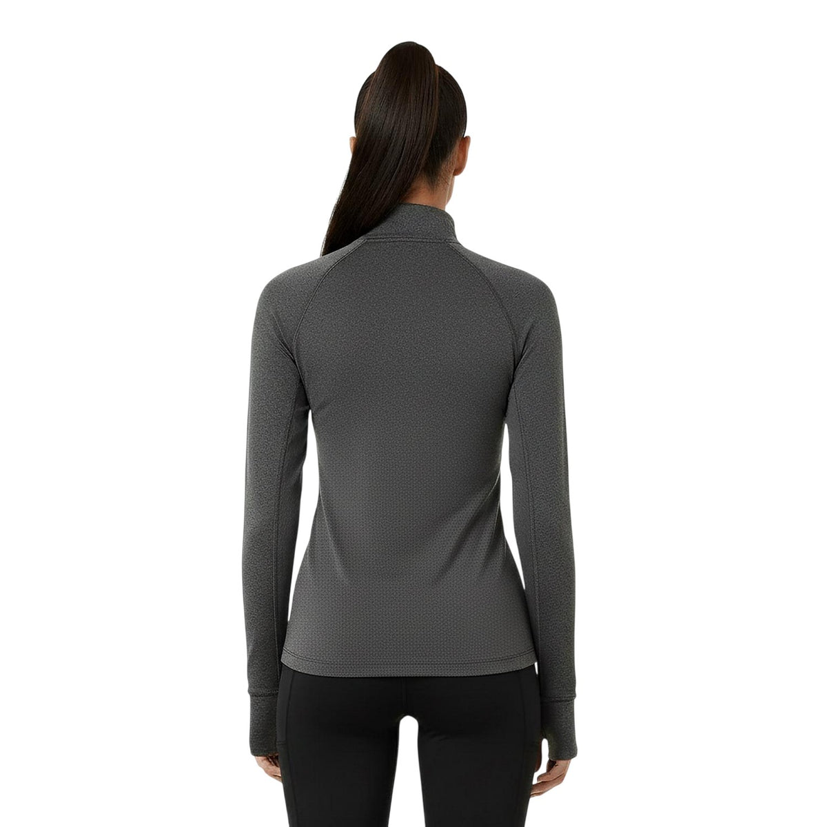 Charcoal - Lifestyle - USA Womens-Ladies Plain Long-Sleeved Base Layer Top