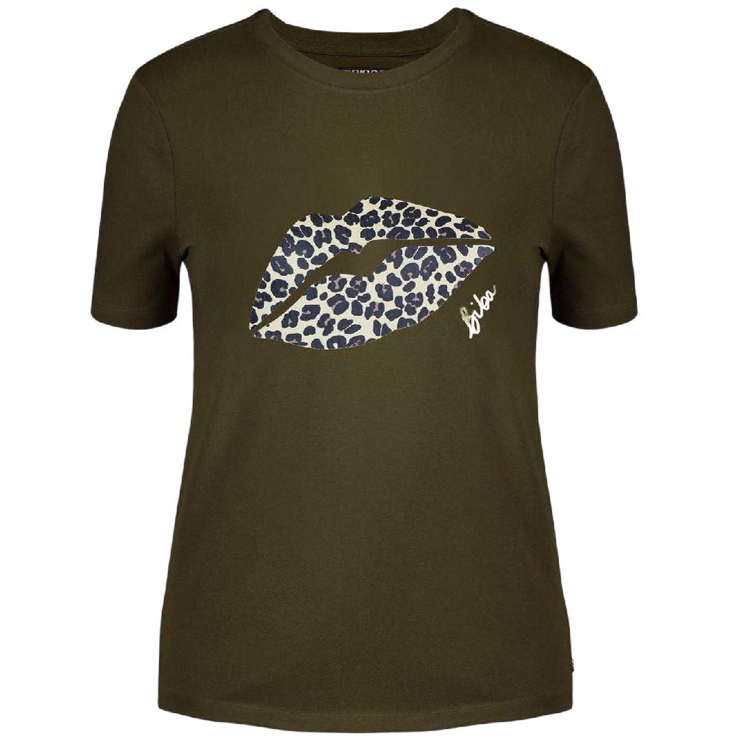 Khaki Green - Front - Biba Womens-Ladies Lips Cotton T-Shirt