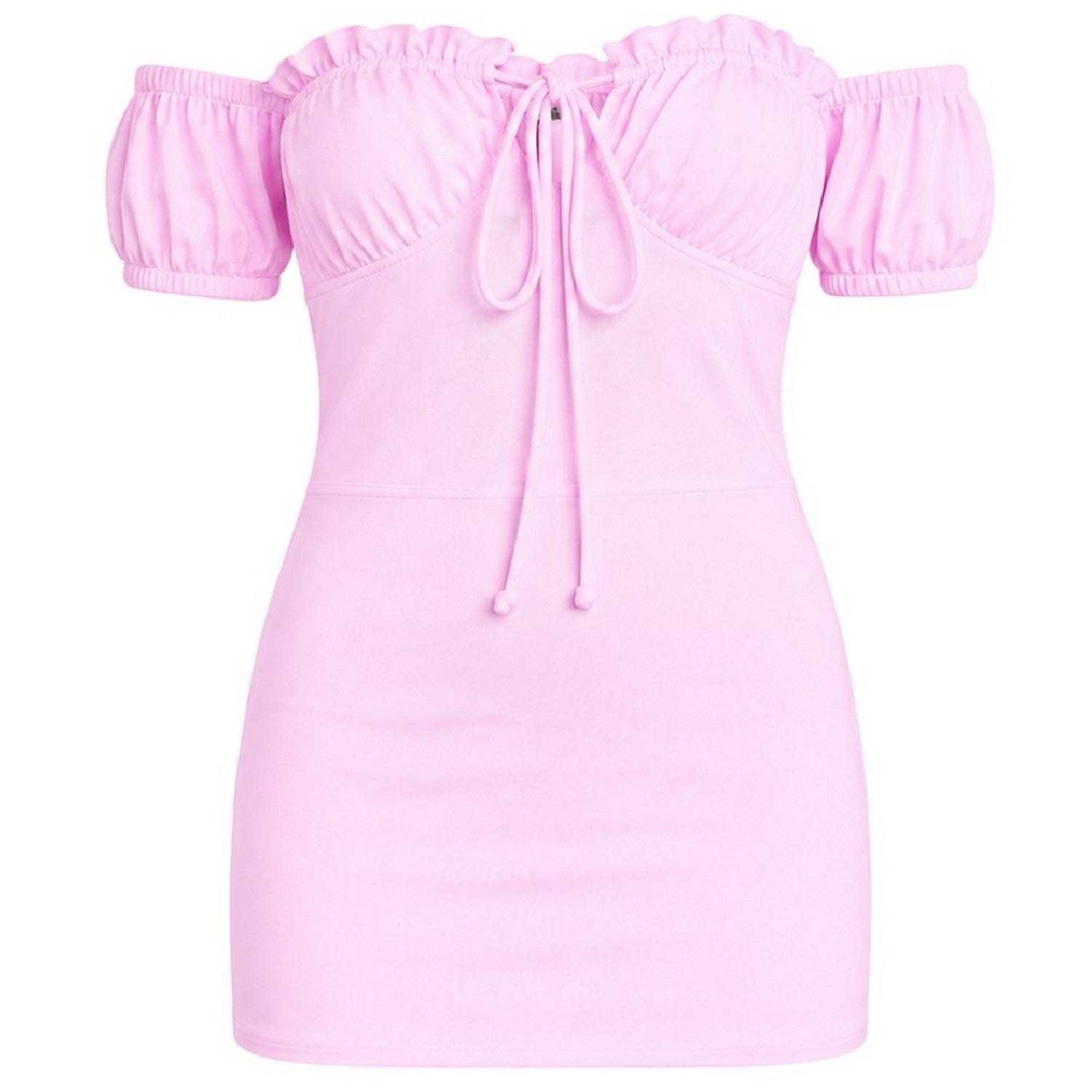Pink - Front - Missy Empire Womens-Ladies Milkmaid Front Tie Mini Dress