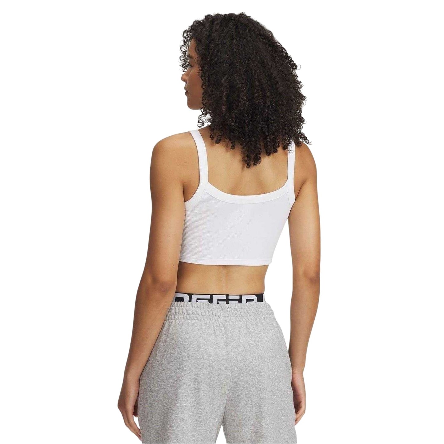 White - Back - Under Armour Womens-Ladies Baby Ribbed Cropped Snug Fit Tank Top