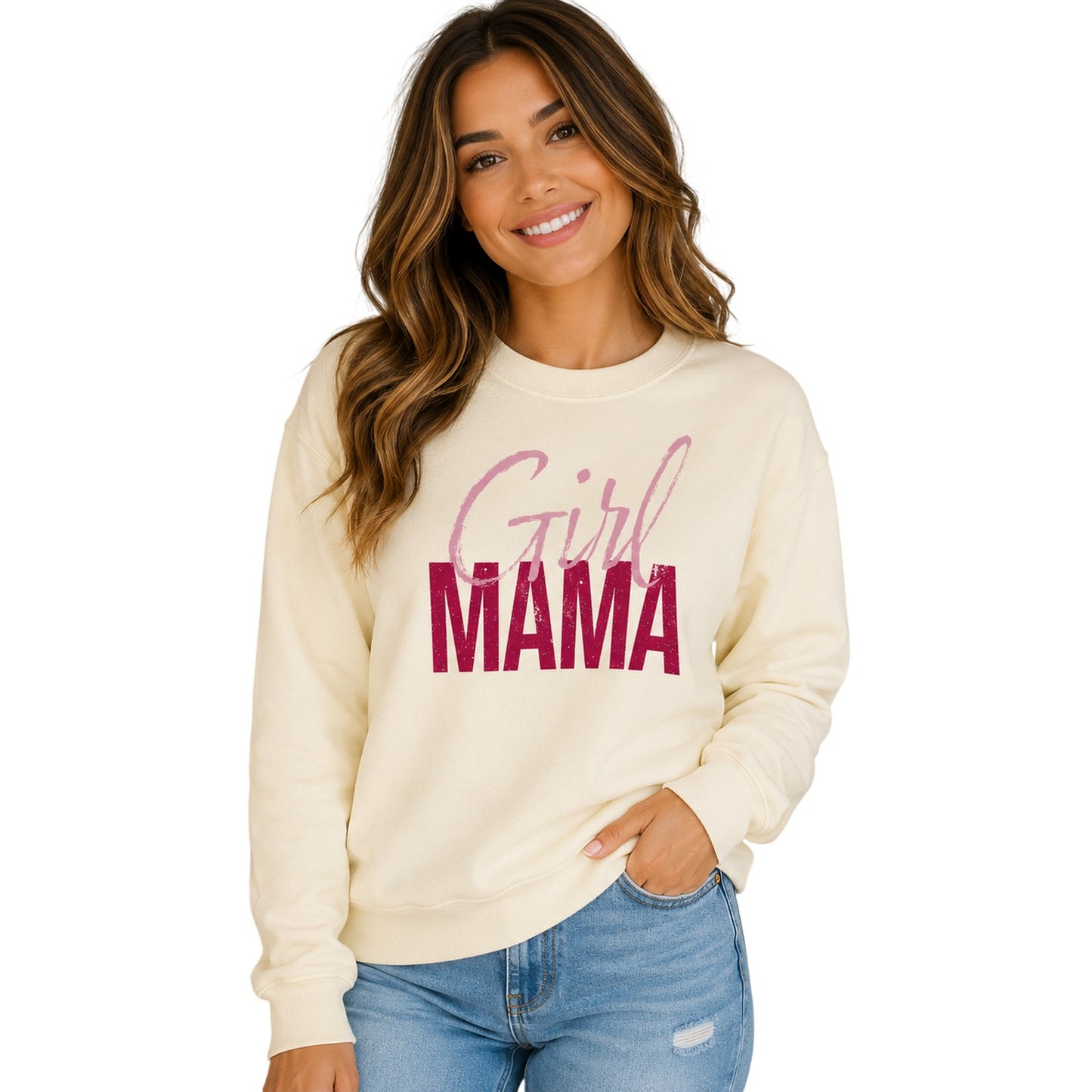 Beige - Back - AWD Womens-Ladies Mama Mothers Day Sweatshirt