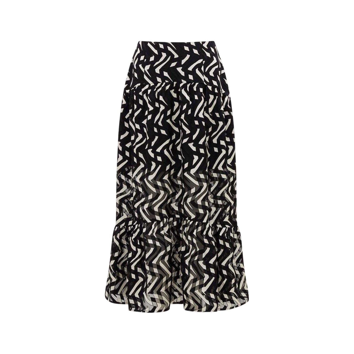 Black-Cream - Front - French Connection Womens-Ladies Diandra Geometric Pattern Maxi Skirt