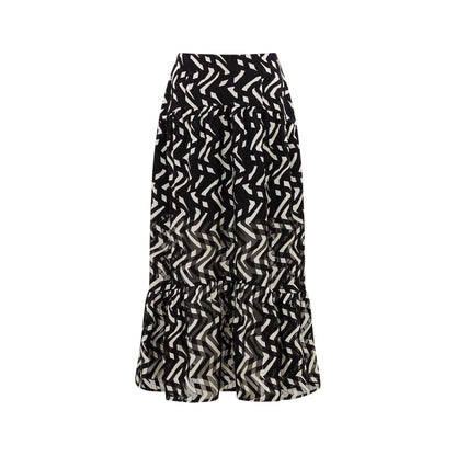 Black-Cream - Front - French Connection Womens-Ladies Diandra Geometric Pattern Maxi Skirt