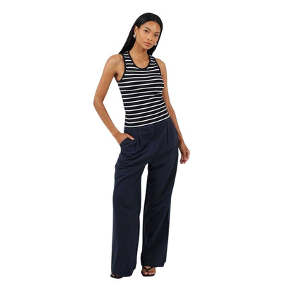 Black-Cream - Side - Brave Soul Womens-Ladies Striped Tank Top