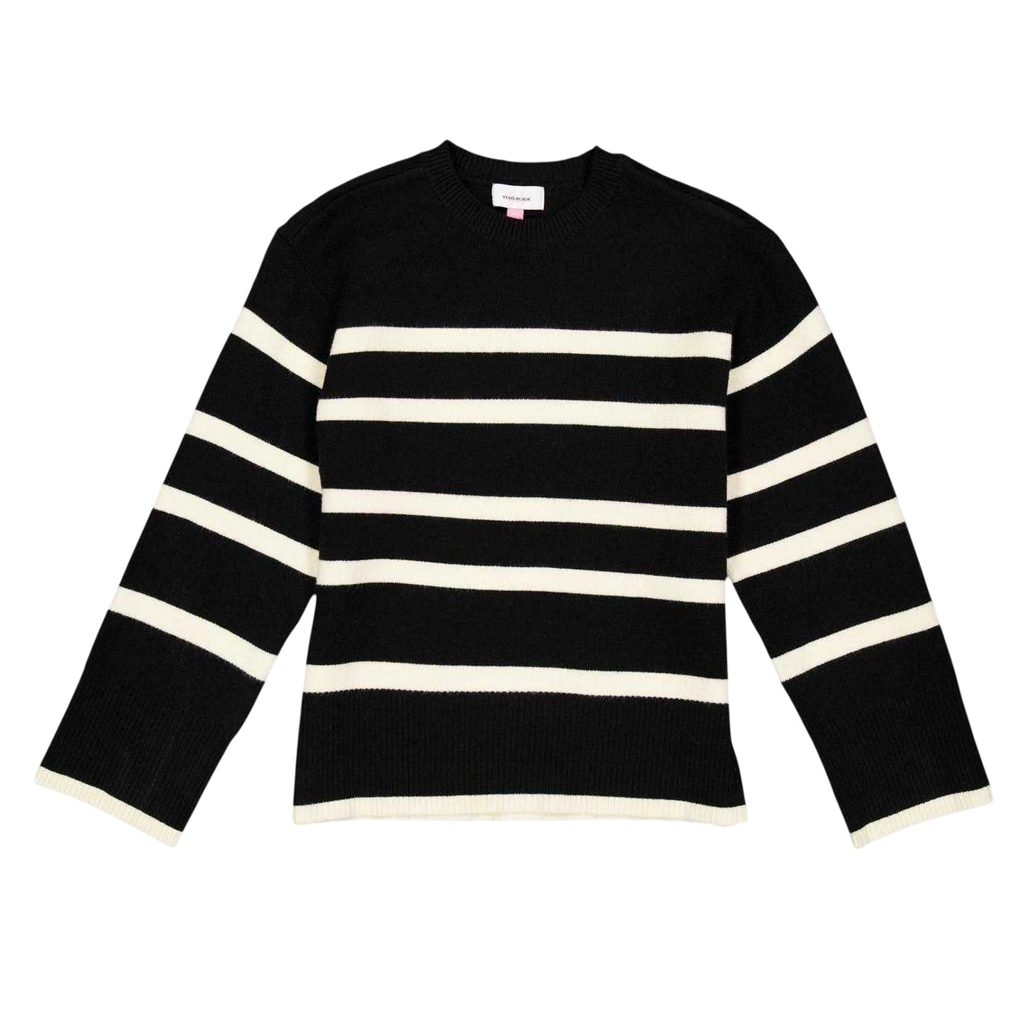Black-Birch - Front - Vero Moda Childrens-Kids Saba Striped Relaxed Fit Sweater Top