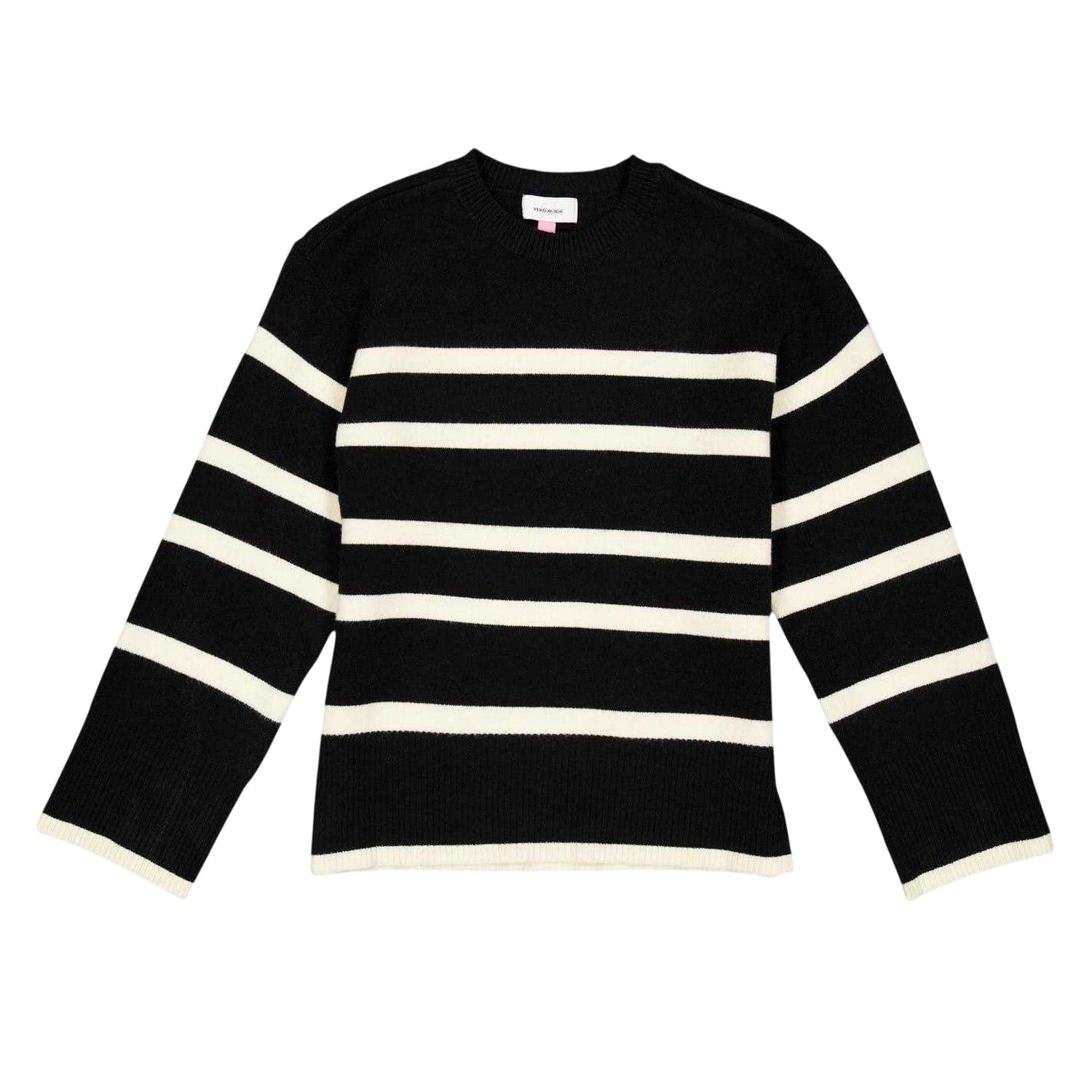 Black-Birch - Front - Vero Moda Childrens-Kids Saba Striped Relaxed Fit Sweater Top