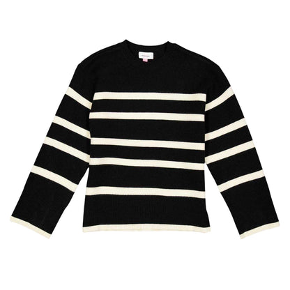 Black-Birch - Front - Vero Moda Childrens-Kids Saba Striped Relaxed Fit Sweater Top