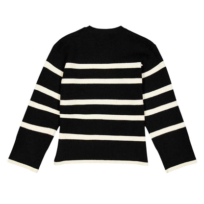 Black-Birch - Back - Vero Moda Childrens-Kids Saba Striped Relaxed Fit Sweater Top