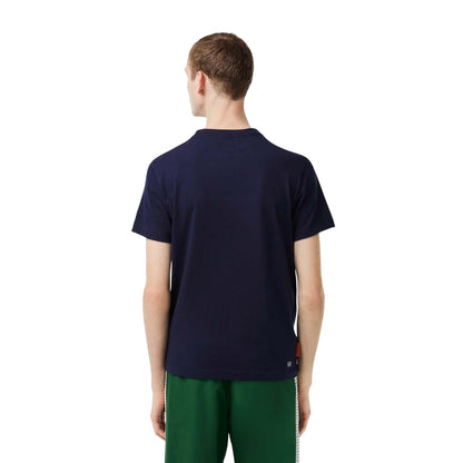 Blue - Back - Lacoste Mens Roland Garro Edition Logo Jersey T-Shirt