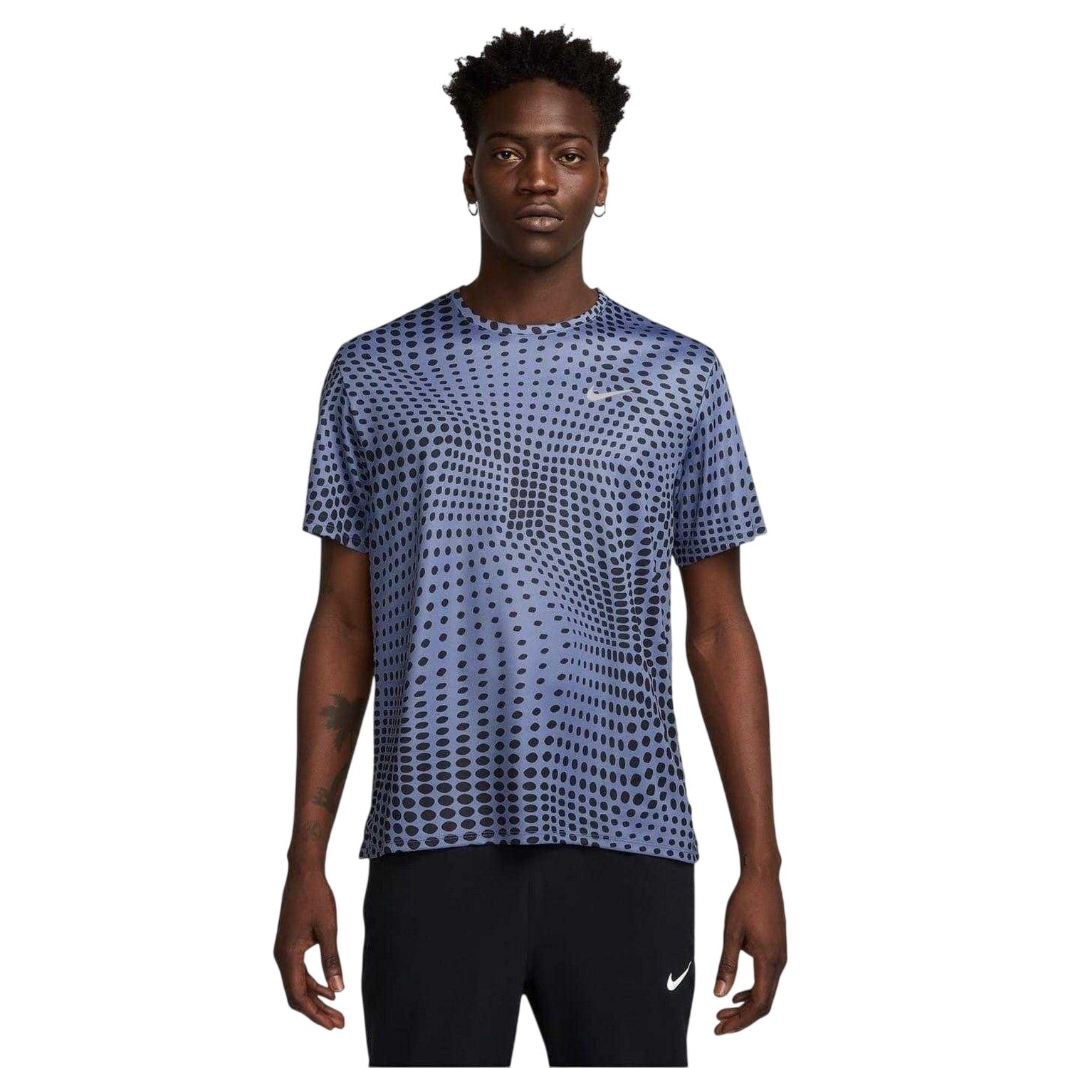 Indigo - Front - Nike Mens Miler Dri-FIT Crew Neck T-Shirt