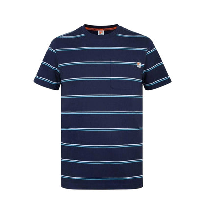 Navy - Front - SoulCal Mens Striped Pocket Regular T-Shirt