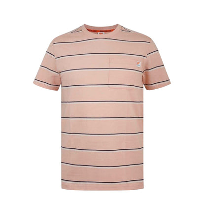 Peach - Front - SoulCal Mens Striped Pocket Regular T-Shirt