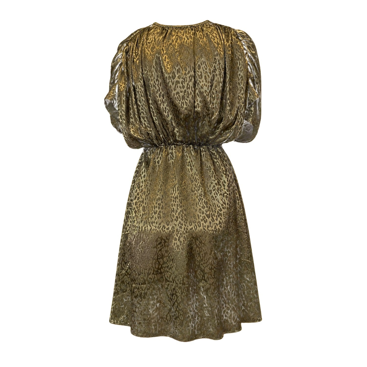 Olive - Back - AX Paris Womens-Ladies Animal Print Gathered Batwing Mini Dress
