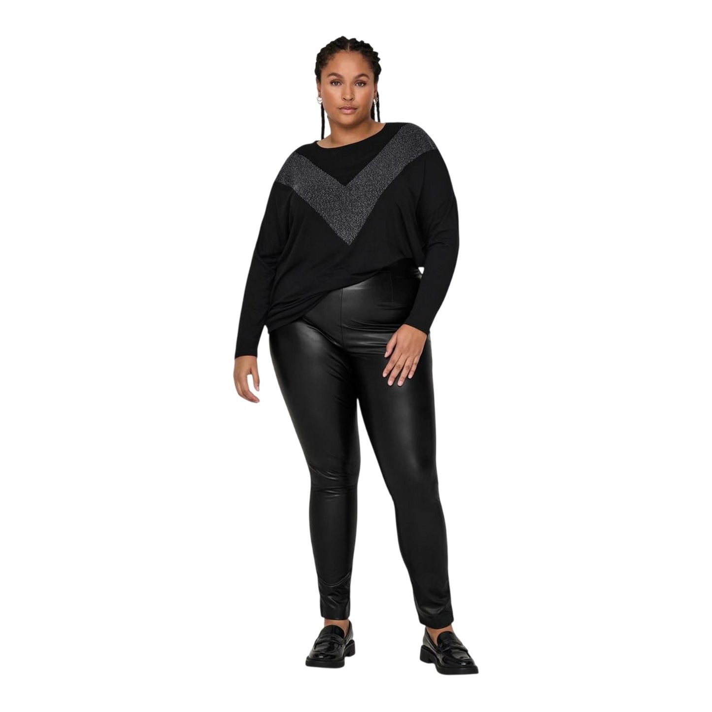 Black - Side - Only Womens-Ladies Faux Leather High Waist Leggings