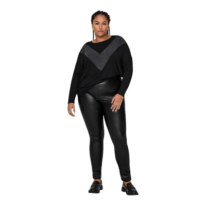 Black - Side - Only Womens-Ladies Faux Leather High Waist Leggings