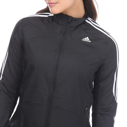 Black - Side - Adidas Womens-Ladies Marathon 3 Stripes Running Jacket