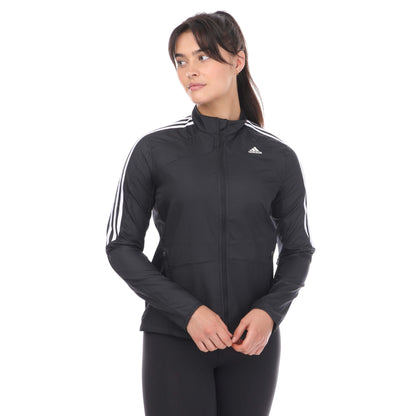 Black - Front - Adidas Womens-Ladies Marathon 3 Stripes Running Jacket