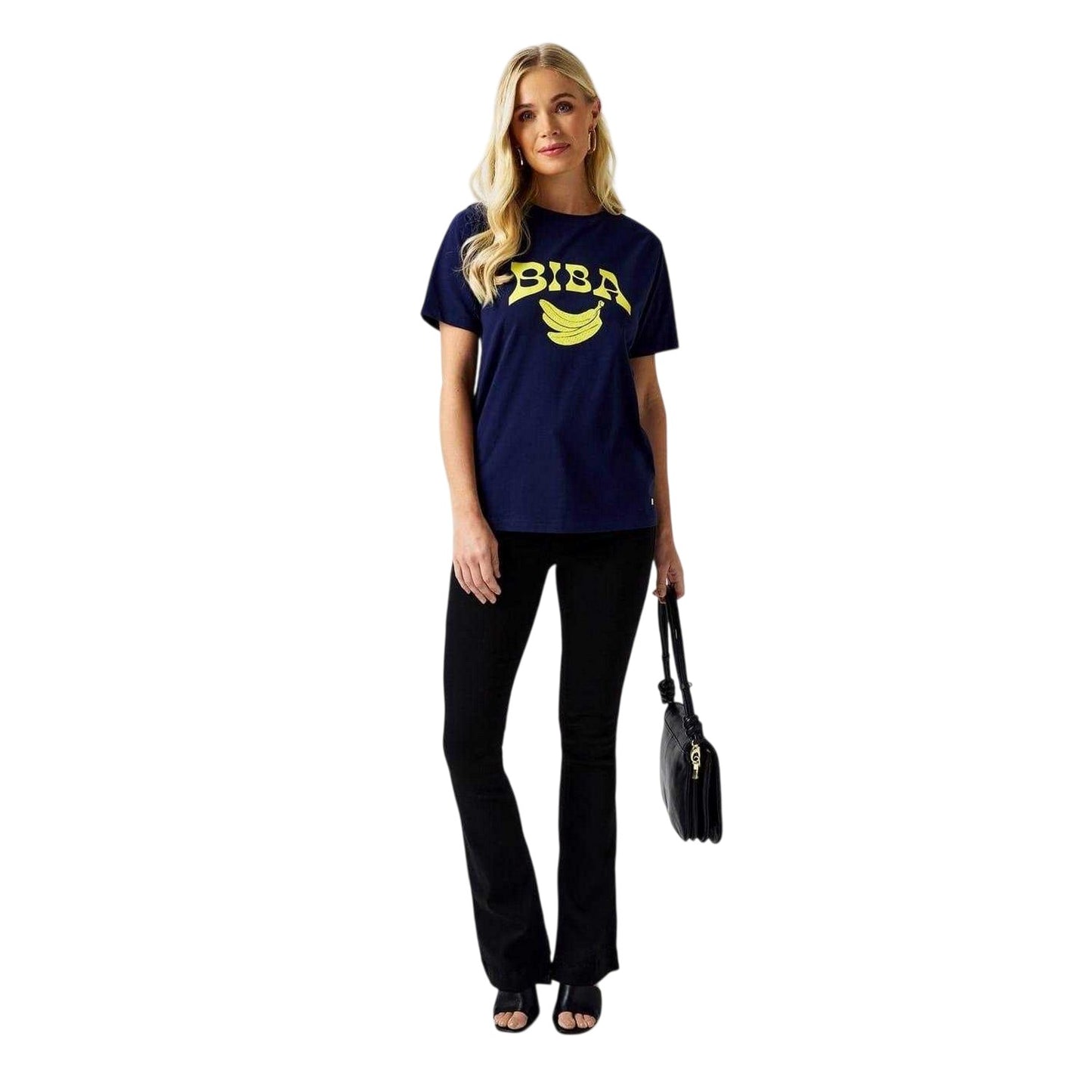 Navy - Side - Biba Womens-Ladies Banana Cotton T-Shirt