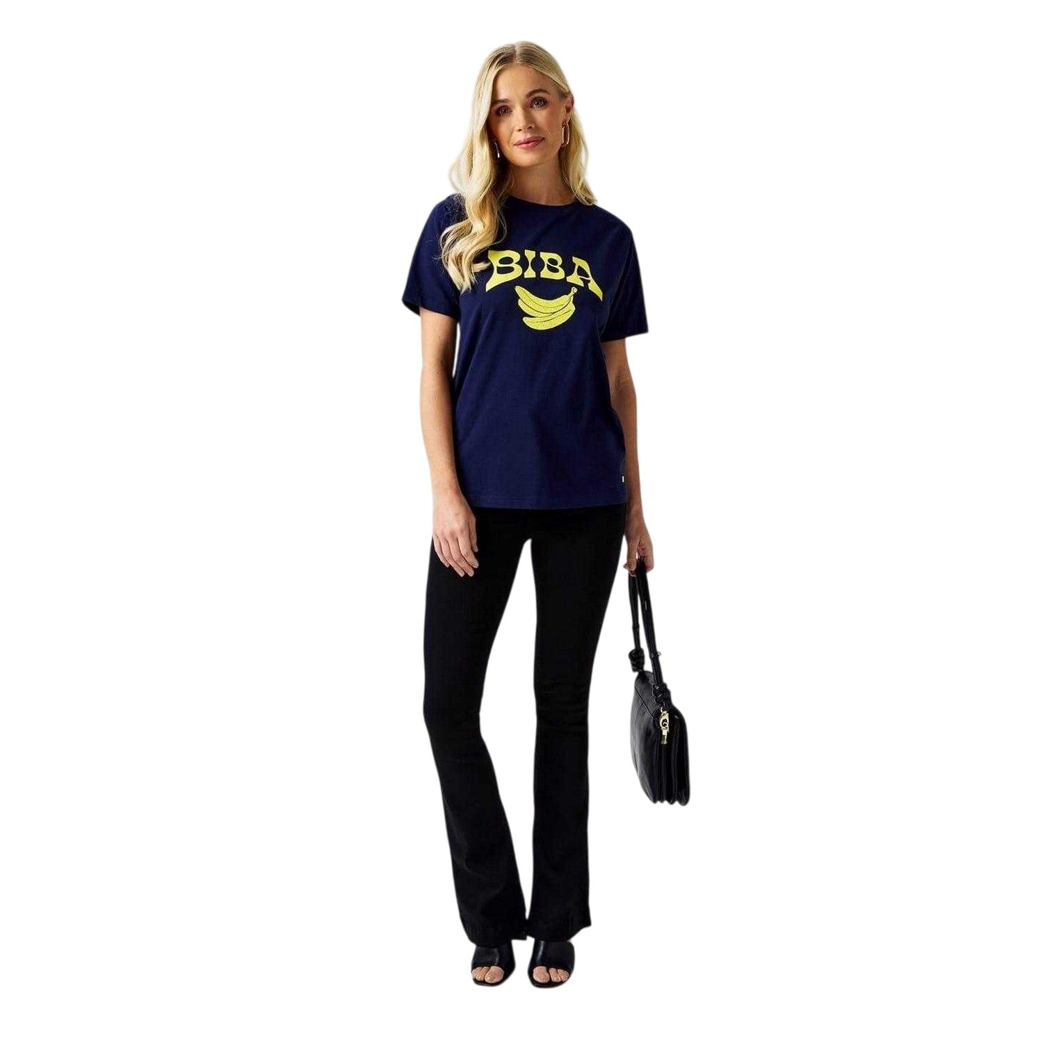Navy - Side - Biba Womens-Ladies Banana Cotton T-Shirt