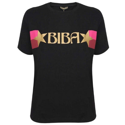 Black - Front - Biba Womens-Ladies Stars Cotton T-Shirt