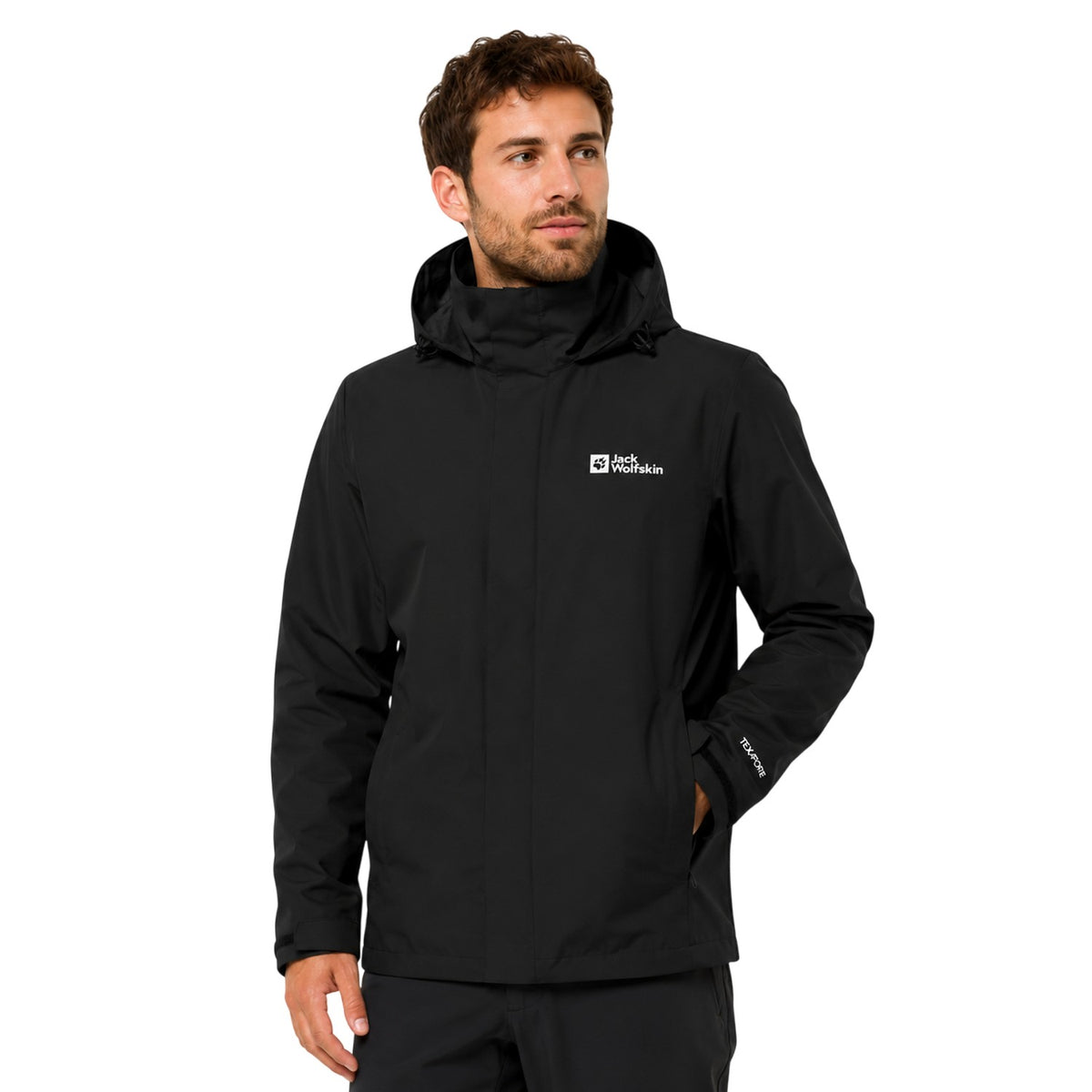 Black - Back - Jack Wolfskin Mens Trailtime Waterproof Jacket