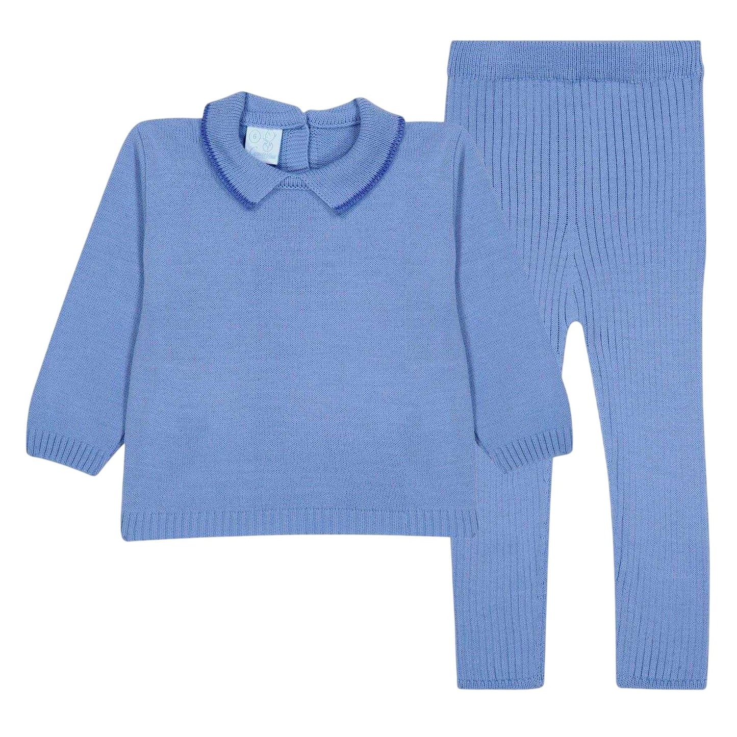 Blue Cielo - Front - Artesania Granlei Baby Ribbed Top And Leggings Set