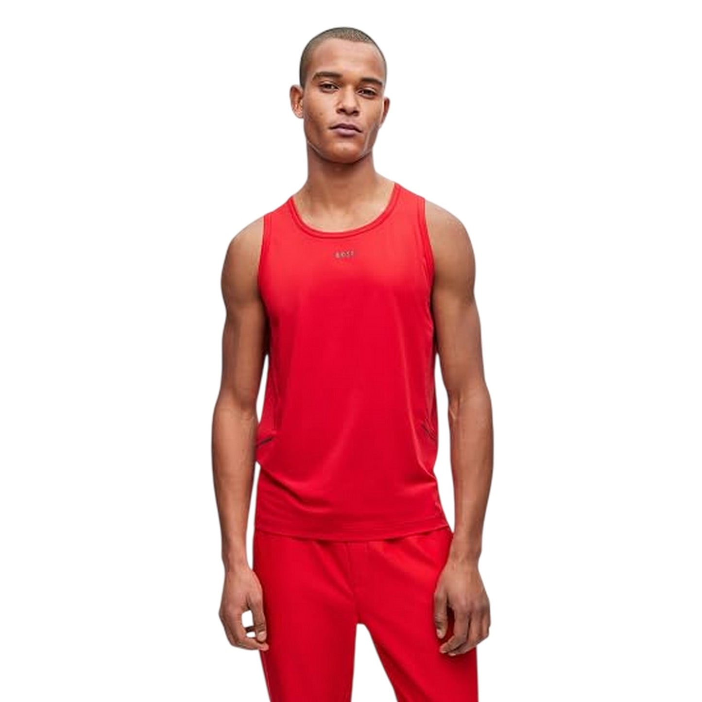 Red - Side - Boss Mens Scoop Neck Slim Tank Top