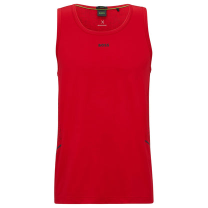 Red - Front - Boss Mens Scoop Neck Slim Tank Top