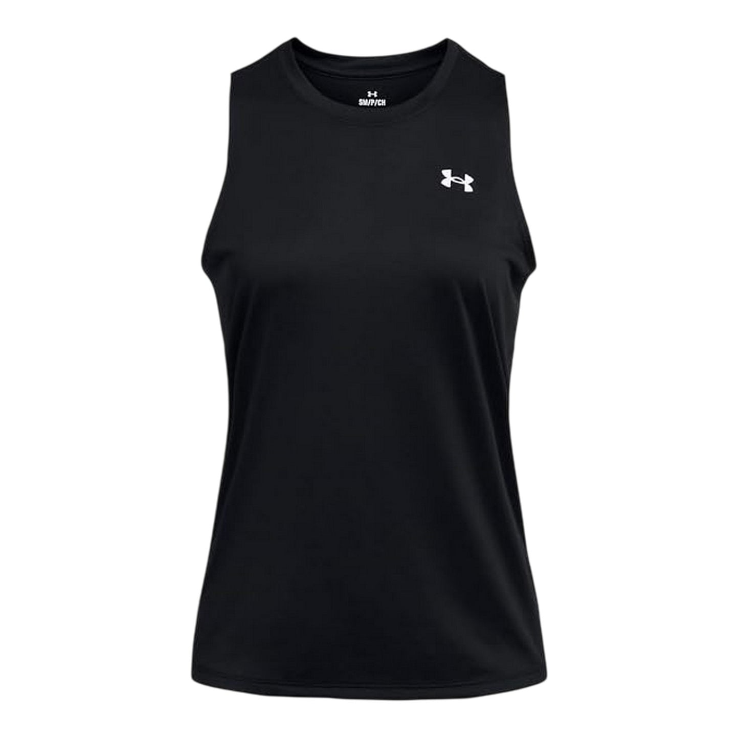 Black-White - Front - Under Armour Womens-Ladies Tech Solid Technical Vest Top