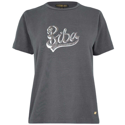 Grey - Front - Biba Womens-Ladies Logo Printed Cotton T-Shirt