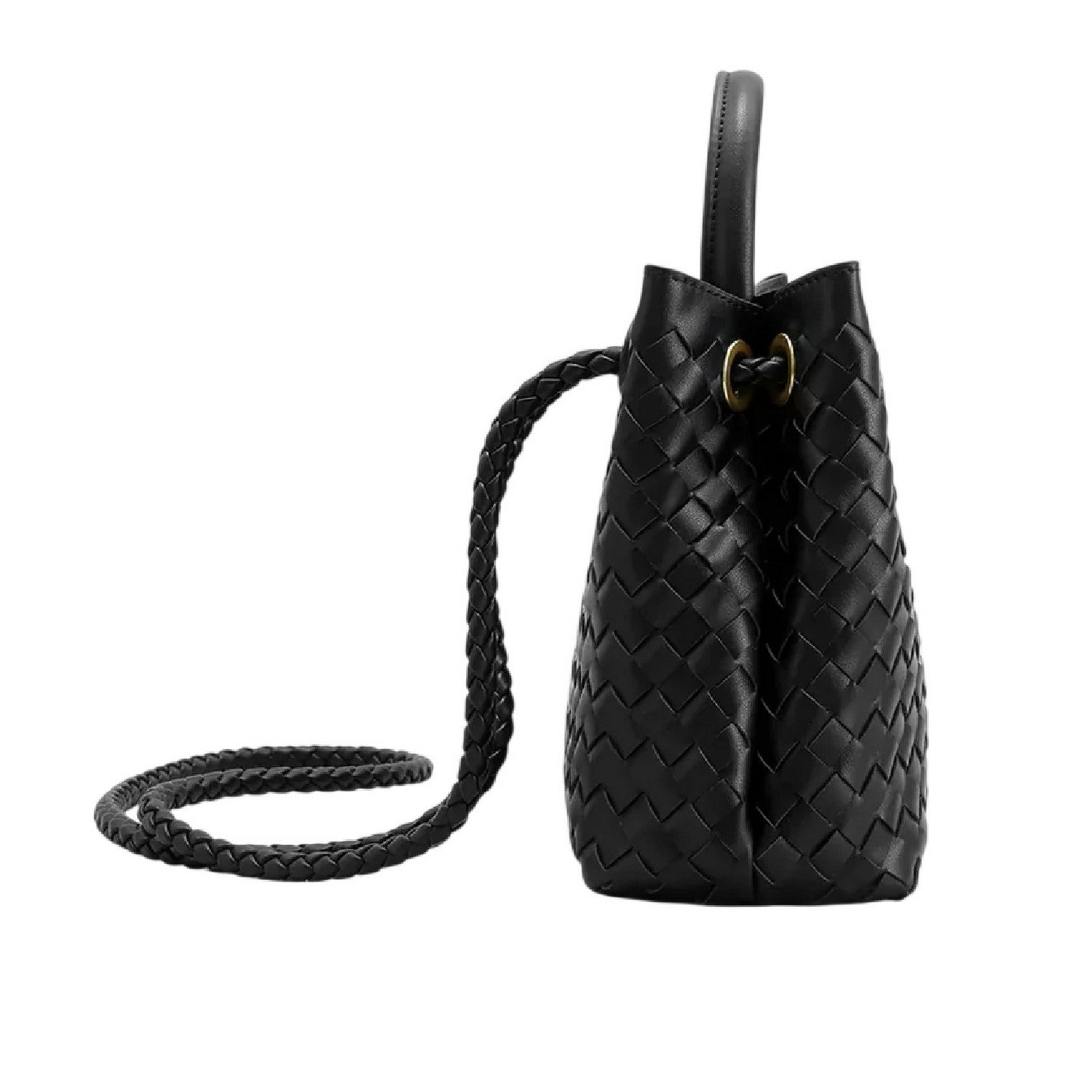 Black - Side - Where´s That From Woven Leather Tote Bag