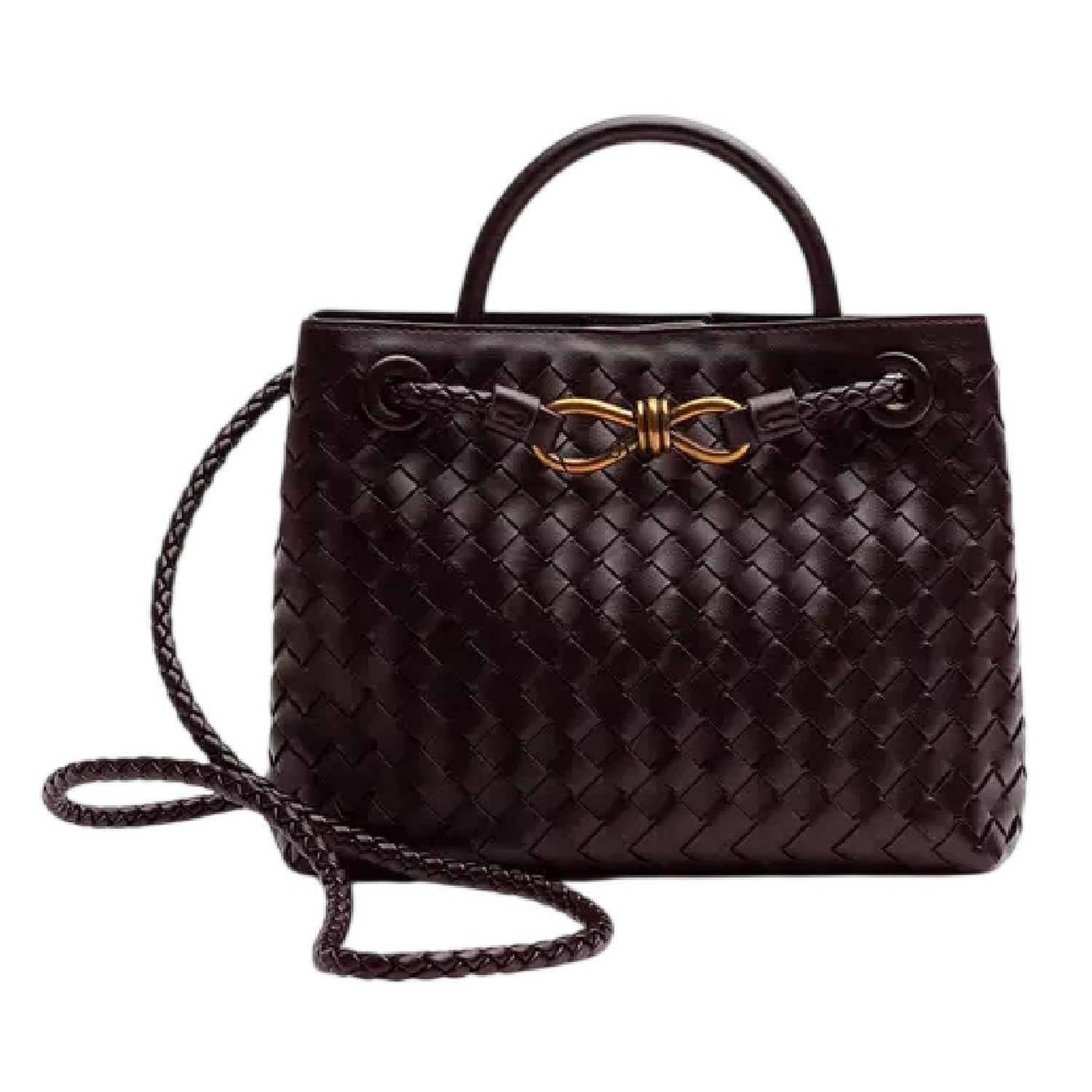 Brown - Side - Where´s That From Woven Leather Tote Bag