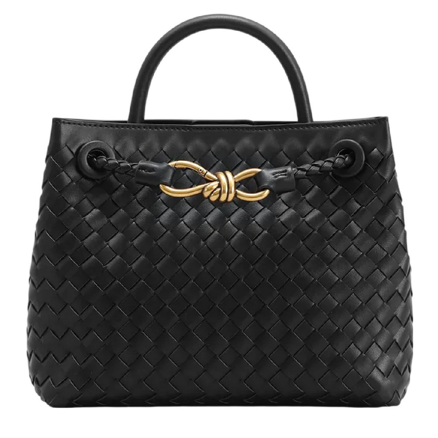 Black - Front - Where´s That From Woven Leather Tote Bag
