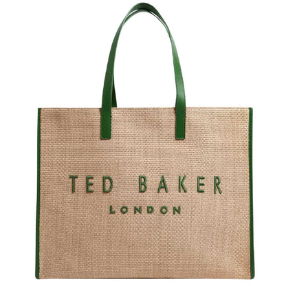 Green - Front - Ted Baker Raffia Tote Bag